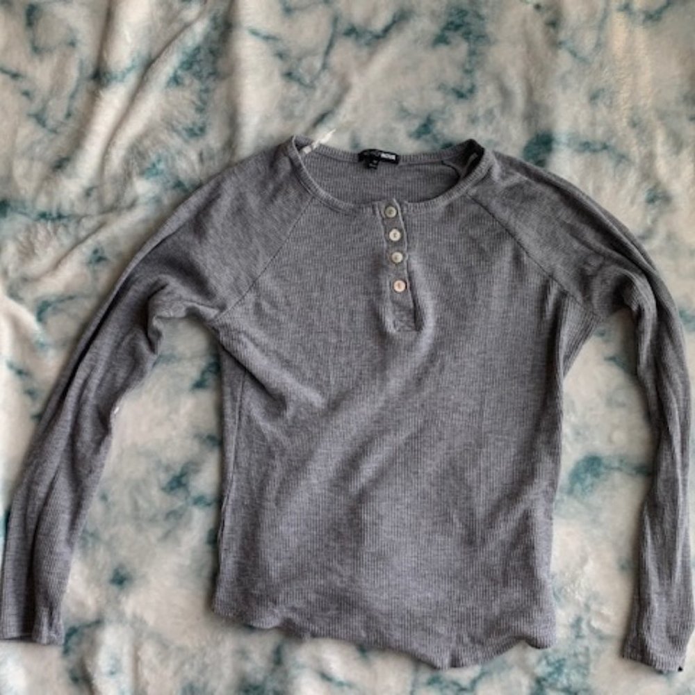 Fashion Nova Grey Button Long Sleeve
